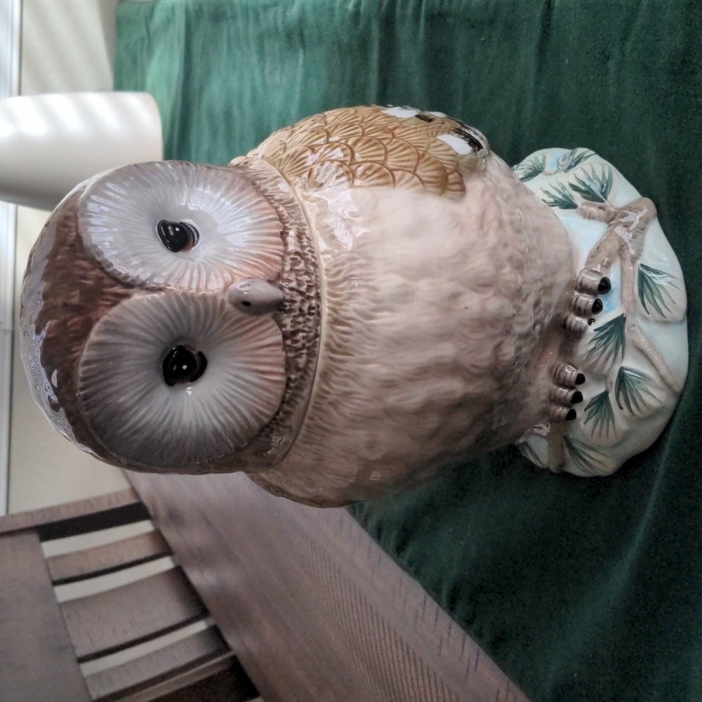 Susan Winget- Winter's Walk Owl cookie jar